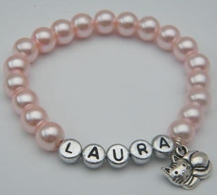 Cat Personalised Bracelet - Beaded Style