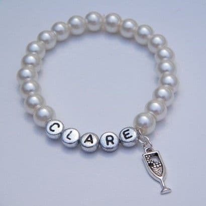 Champagne Glass Personalised Bracelet - Beaded Style