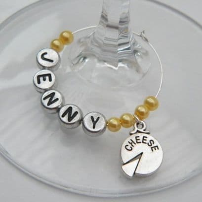 Cheese Personalised Wine Glass Charm