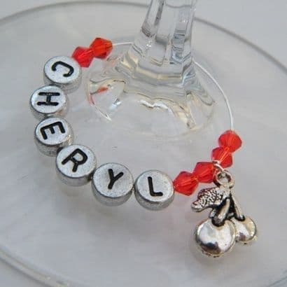Cherry Personalised Wine Glass Charm