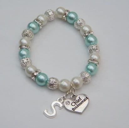 Chief Bridesmaid Initial Bracelet - Sparkle & Bling Style