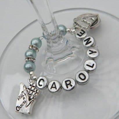 Chocolate Bar Personalised Wine Glass Charm - Double Charm Full Sparkle Style