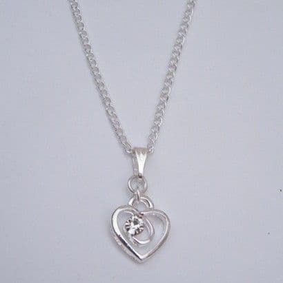 Clear Sparkle Swirl Heart Necklace - Charm Style
