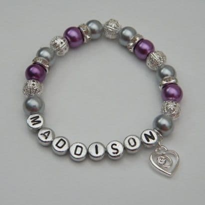 Clear Sparkle Swirl Heart Personalised Bracelet - Sparkle & Bling Style