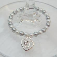 Clear Sparkle Swirl Heart Wine Glass Charms