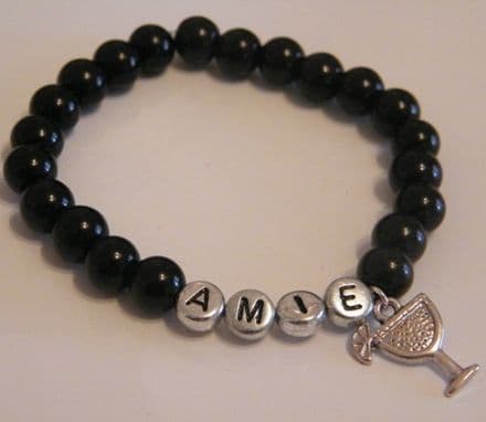 Cocktail Glass Personalised Bracelet - Beaded Style