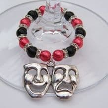 Comedy Tragedy Masks Wine Glass Charms