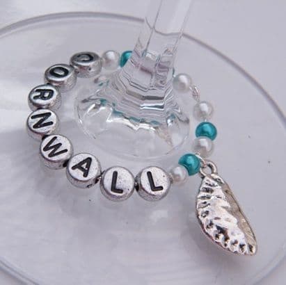 Cornish Pasty Personalised Wine Glass Charm - Full Bead Style