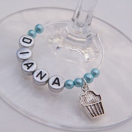 Cupcake Personalised Wine Glass Charm