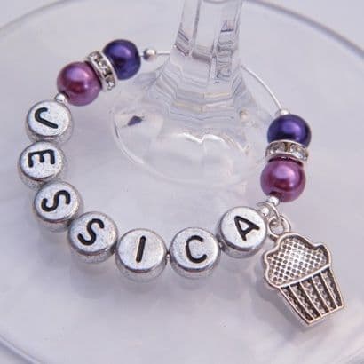 Cupcake Personalised Wine Glass Charm - Elegance Style