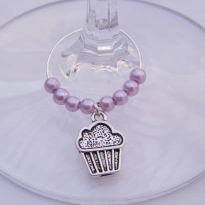 Cupcake Wine Glass Charm - Beaded Style