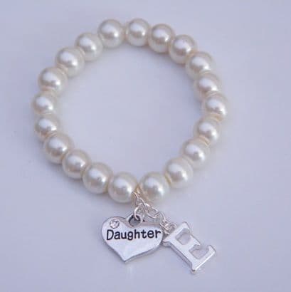 Daughter Initial Bracelet - Beaded Style