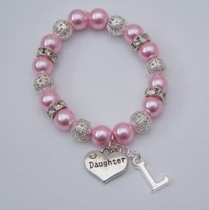Daughter Initial Bracelet - Sparkle & Bling Style