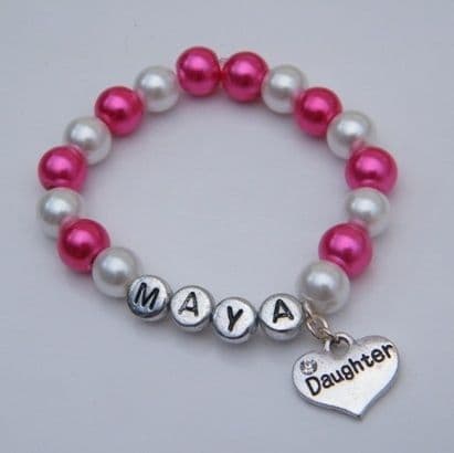 Daughter Personalised Bracelet - Beaded Style