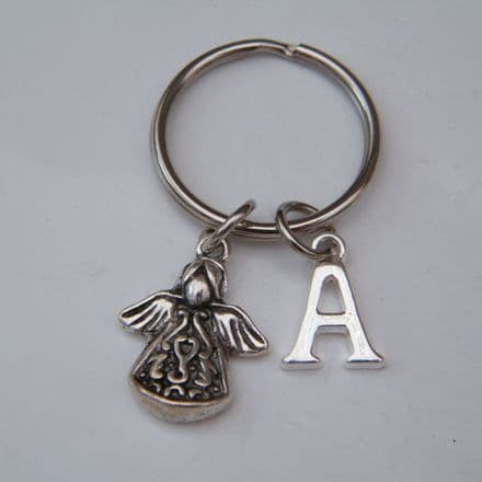 Detailed Angel Keyring - Initial Charm Style
