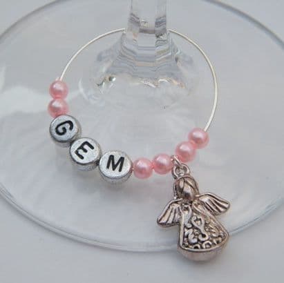 Detailed Angel Personalised Wine Glass Charm