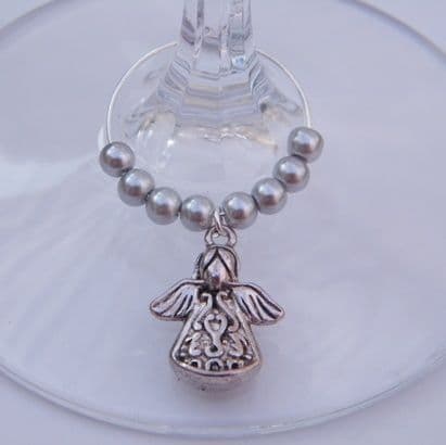 Detailed Angel Wine Glass Charm - Beaded Style