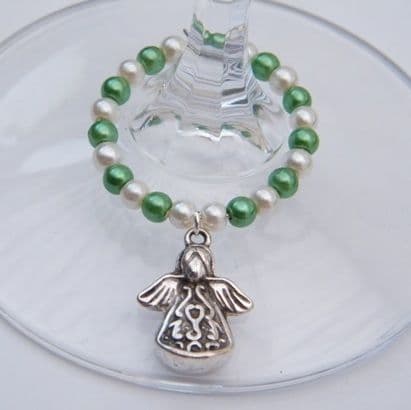 Detailed Angel Wine Glass Charm - Full Bead Style