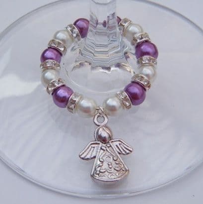 Detailed Angel Wine Glass Charm - Full Sparkle Style