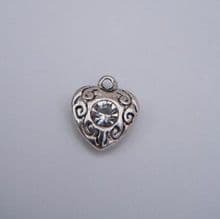 Detailed Clear Sparkle Heart Wine Glass Charms