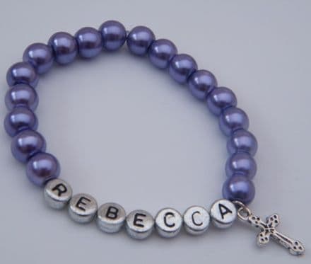 Detailed Cross Personalised Bracelet - Beaded Style