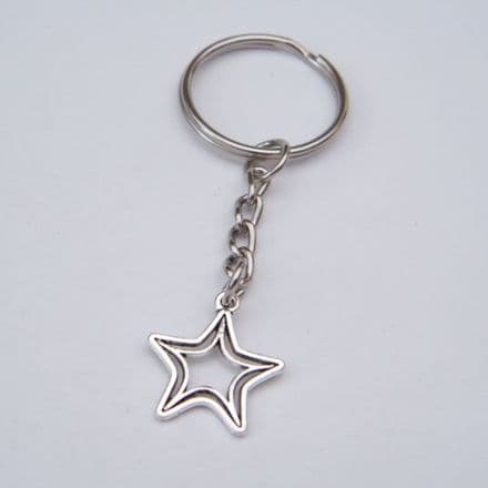Double Star Outline Keyring - Charm Style