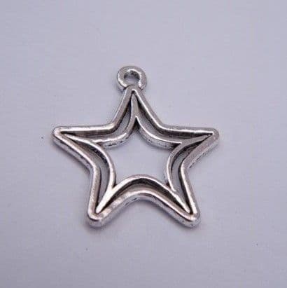 Double Star Outline Wine Glass Charm - Full Sparkle Style