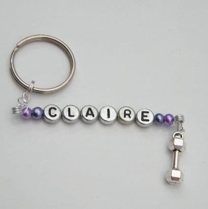 Dumbbell Weight Personalised Keyring