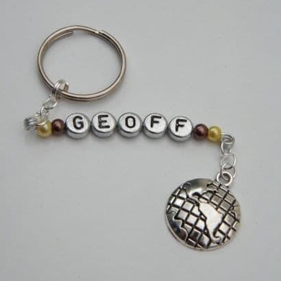 Earth Globe Personalised Keyring