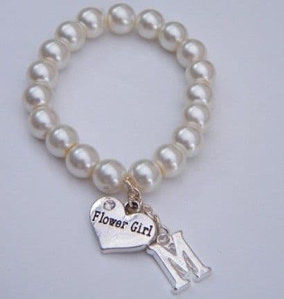 Flower Girl Initial Bracelet - Beaded Style