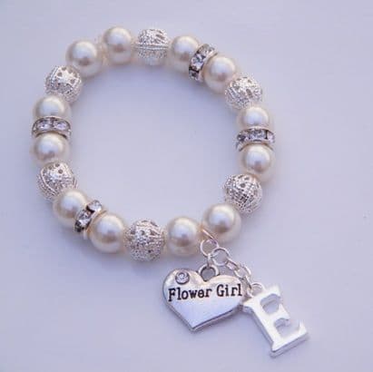 Flower Girl Initial Bracelet - Sparkle & Bling Style