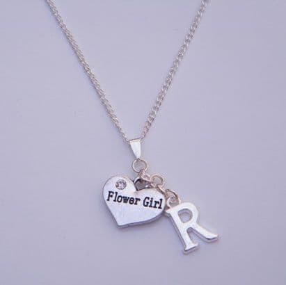 Flower Girl Necklace - Initial Charm Style