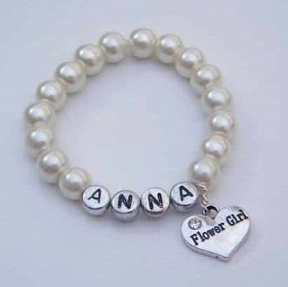 Flower Girl Personalised Bracelet - Beaded Style