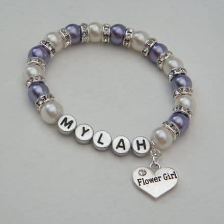 Flower Girl Personalised Bracelet - Full Sparkle Style