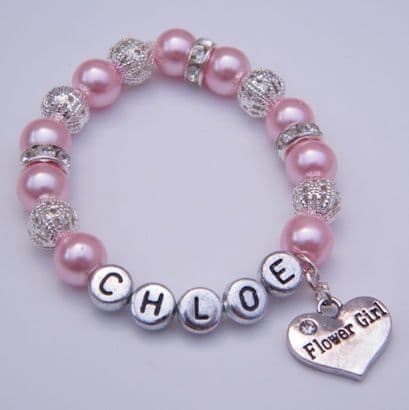 Flower Girl Personalised Bracelet - Sparkle & Bling Style