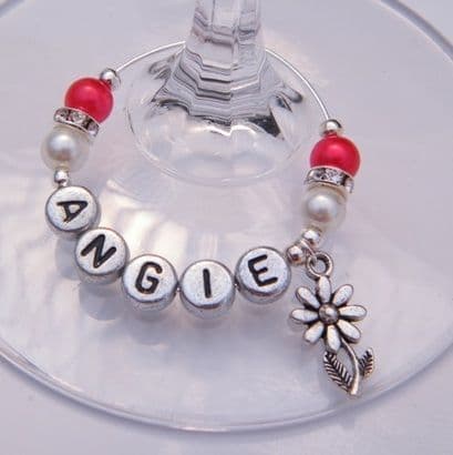Flower With Stem Personalised Wine Glass Charm - Elegance Style