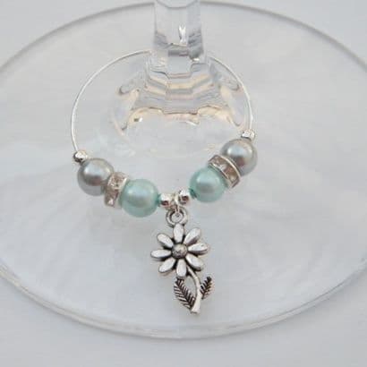 Flower With Stem Wine Glass Charm - Elegance Style