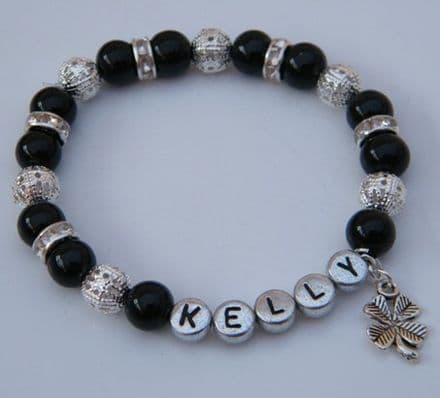Four Leaf Clover Personalised Bracelet - Sparkle & Bling Style