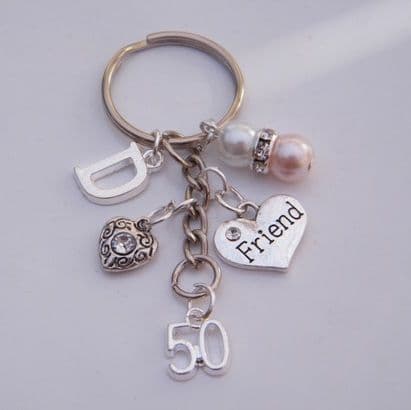 Friend Keyring - Initial Multi Charm Style