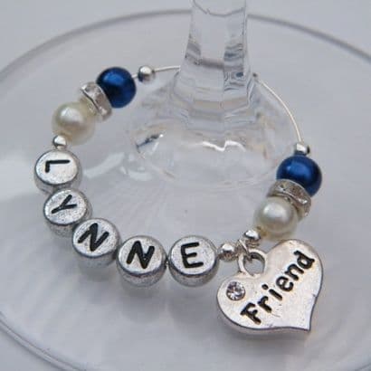 Friend Personalised Wine Glass Charm - Elegance Style