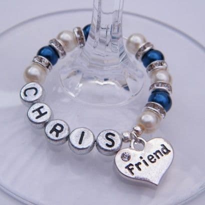 Friend Personalised Wine Glass Charm - Full Sparkle Style