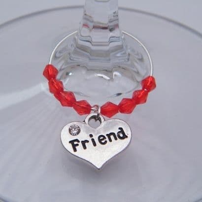 Friend Wine Glass Charm - Beaded Style