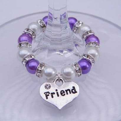 Friend Wine Glass Charm - Full Sparkle Style