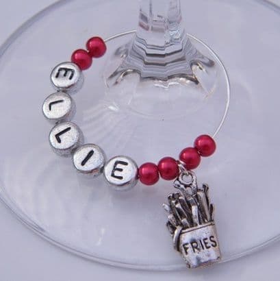 Fries Personalised Wine Glass Charm