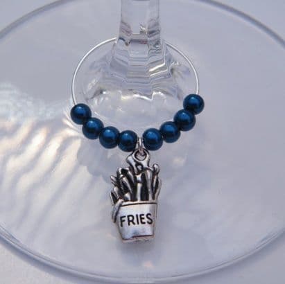 Fries Wine Glass Charm - Beaded Style