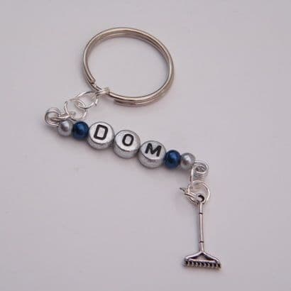Gardening Rake Personalised Keyring