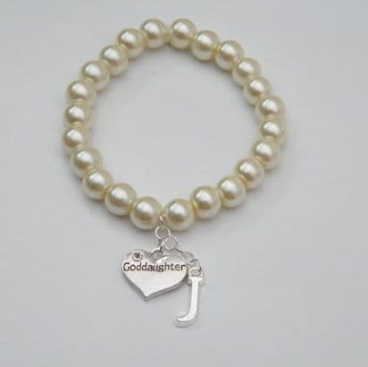 Goddaughter Initial Bracelet - Beaded Style