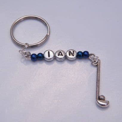 Golf Ball & Club Personalised Keyring
