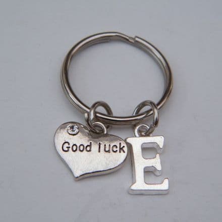 Good Luck Heart Keyring - Initial Charm Style