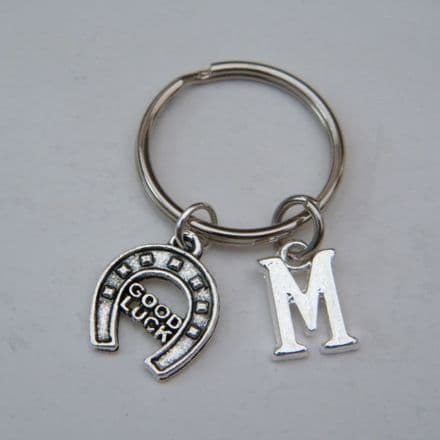 Good Luck Horseshoe Keyring - Initial Charm Style